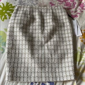 NWT Calvin Klein Cream Checkered Pencil Skirt